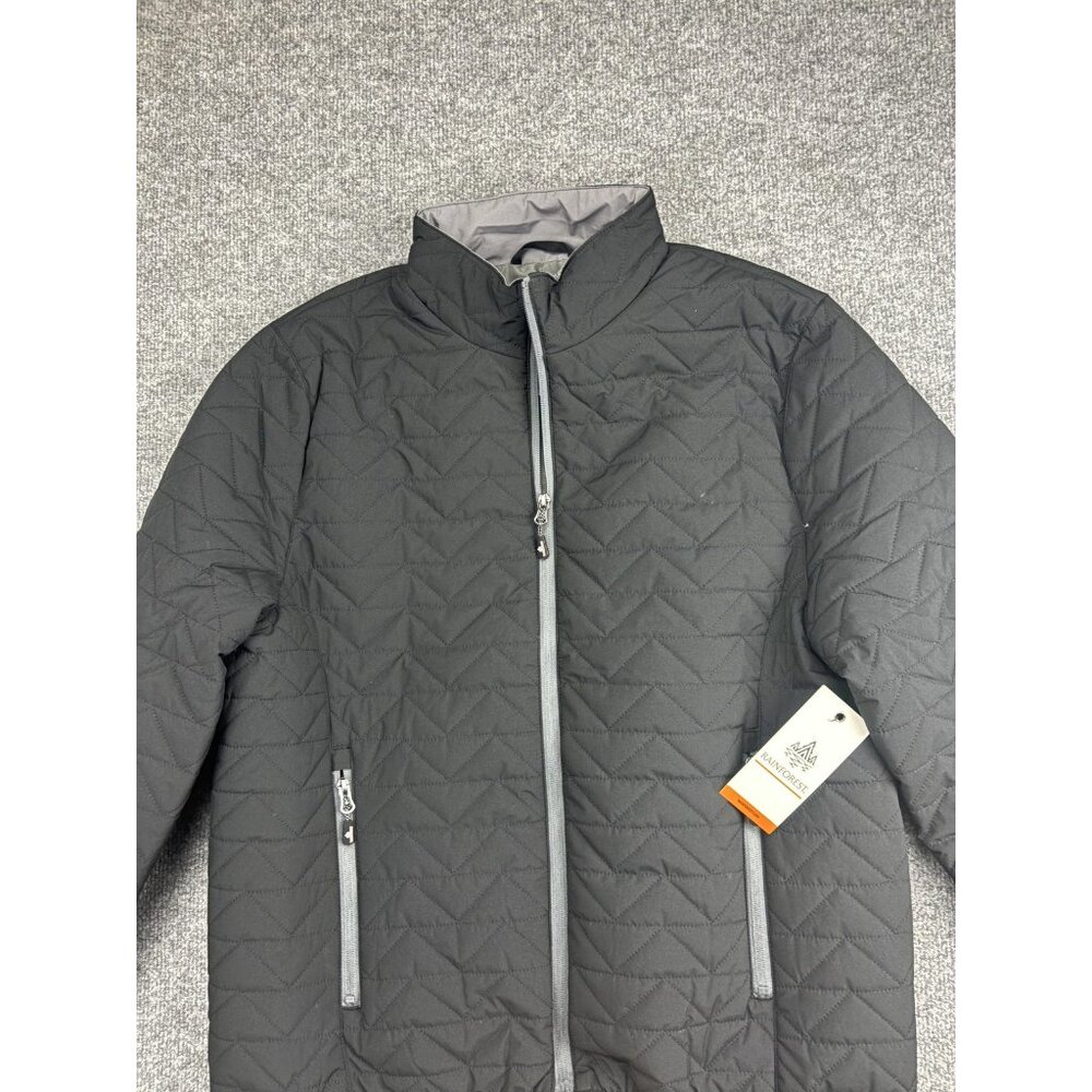 Rainforest Jacket Mens Medium Black Quilted Insulated Full Zip‎ Pockets RF2521